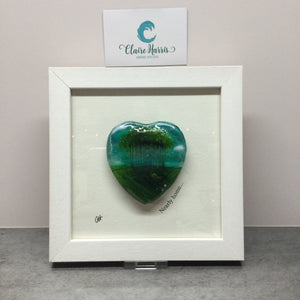 Framed Fused Glass Nearly Home Trees Heart