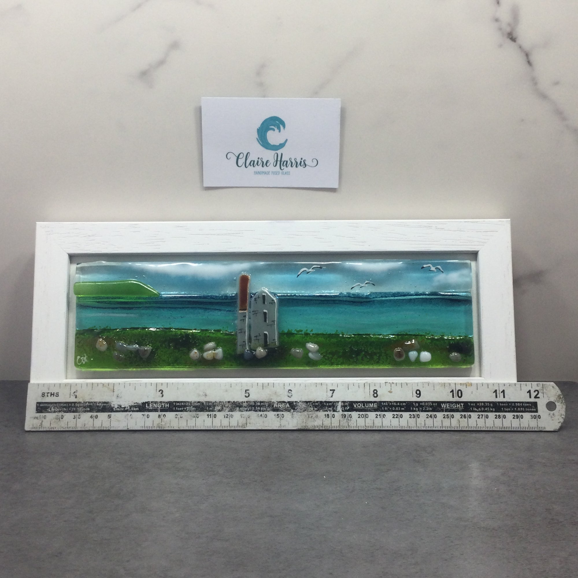 Regular Size Framed Engine House, rectangle framed fused glass