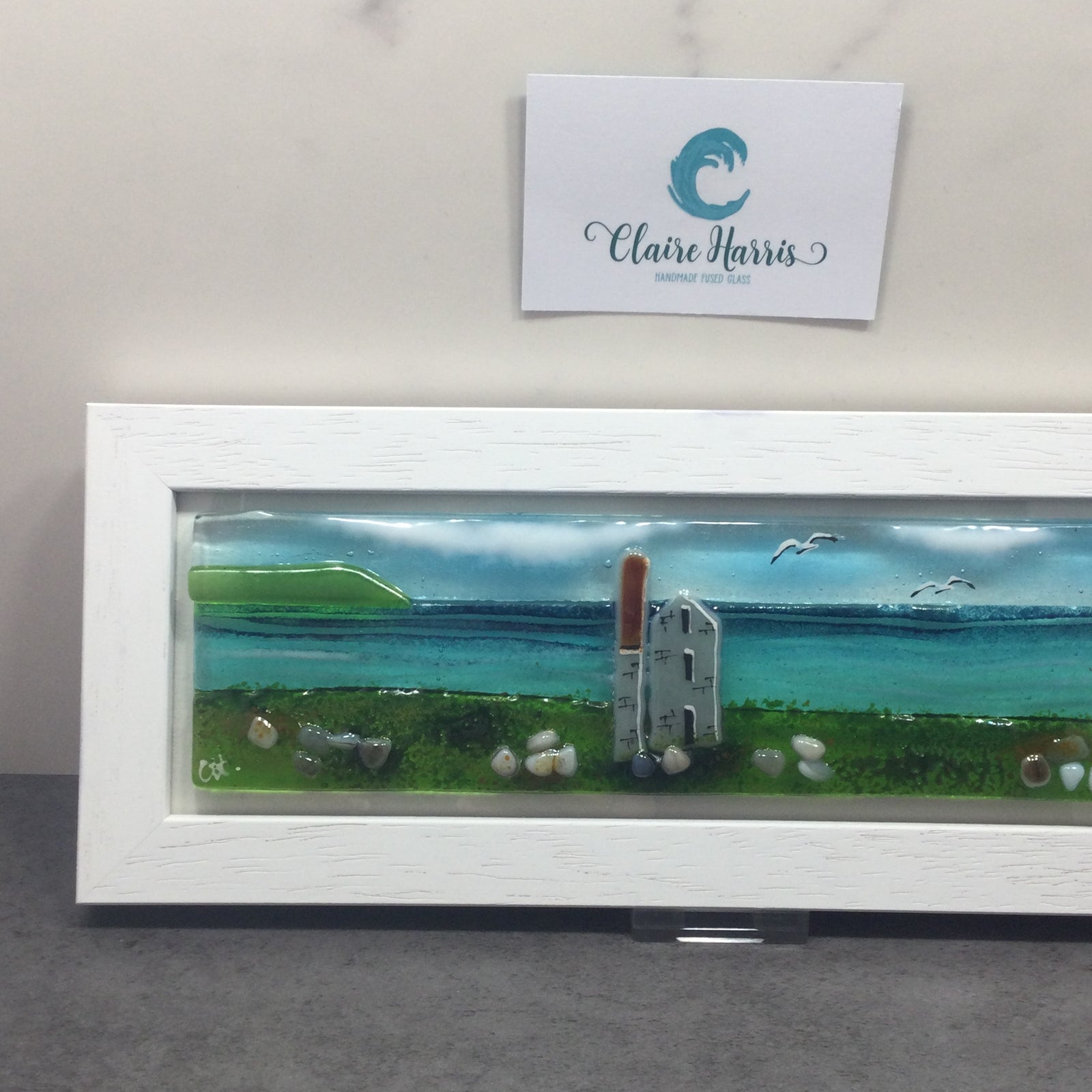 Regular Size Framed Engine House, rectangle framed fused glass