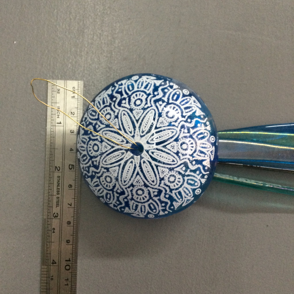 Fused Glass Patterned Jellyfish Hanger Turquoise