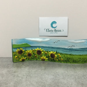 Small Freestanding Wave - Sunflower Field Scene
