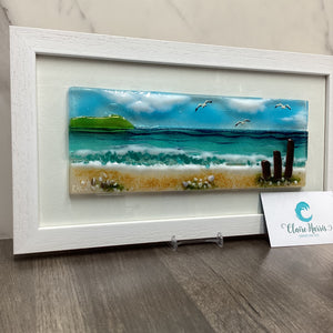 Large Framed Rectangle Sea Scene with Groyns