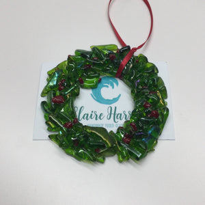 Fused Glass Small Christmas Wreath Hanger