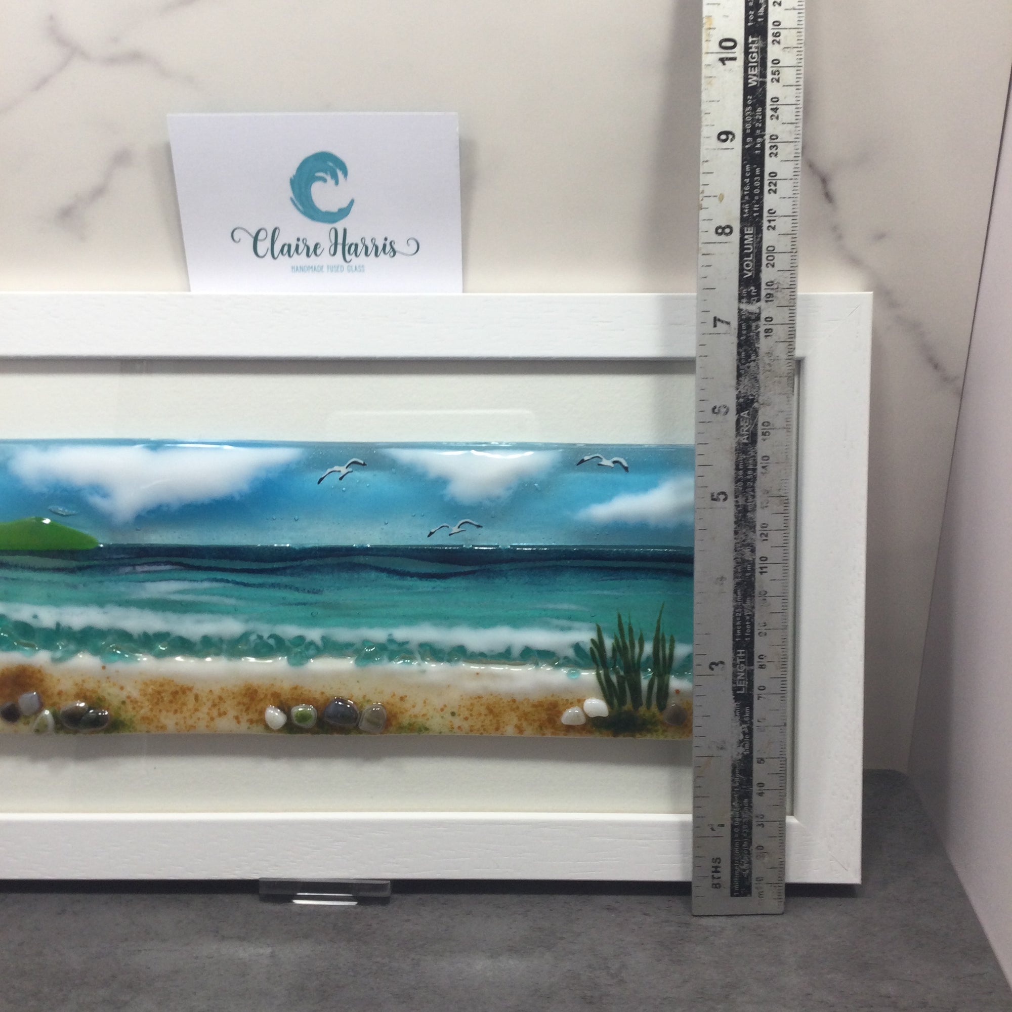 Large Framed Rectangle Sea Scene with Grass