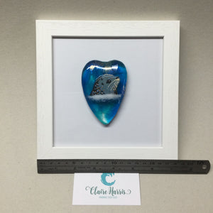 Limited Edition Framed Fused Glass Heart - Turquoise