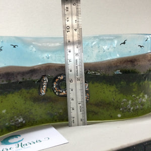 Limited Edition Men-An-Tol 9cm freestanding fused glass wave