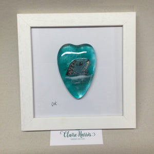 Limited Edition Fused Glass Framed Seal Heart A