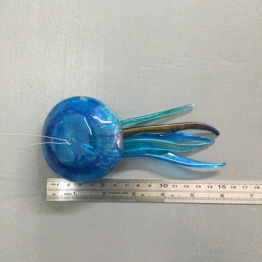 Fused Glass Turquoise Jellyfish Hanger