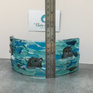 Fused Glass Trio of Seals Curve