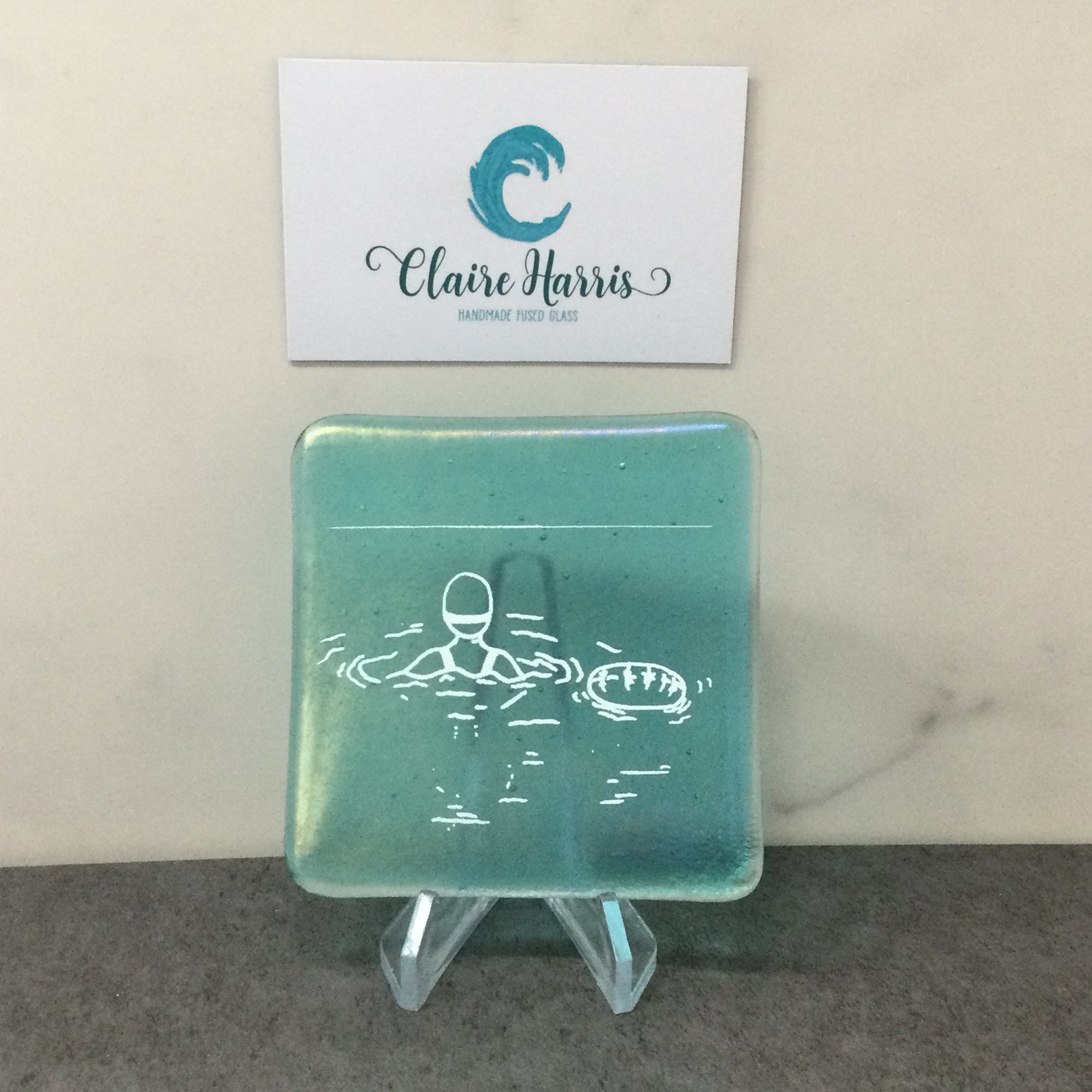 Cornish Wild Swimmer with Float, Light Aqua Trinket Dish