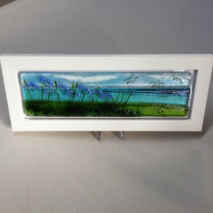 Limited Edition Framed Agapanthus, rectangle framed fused glass