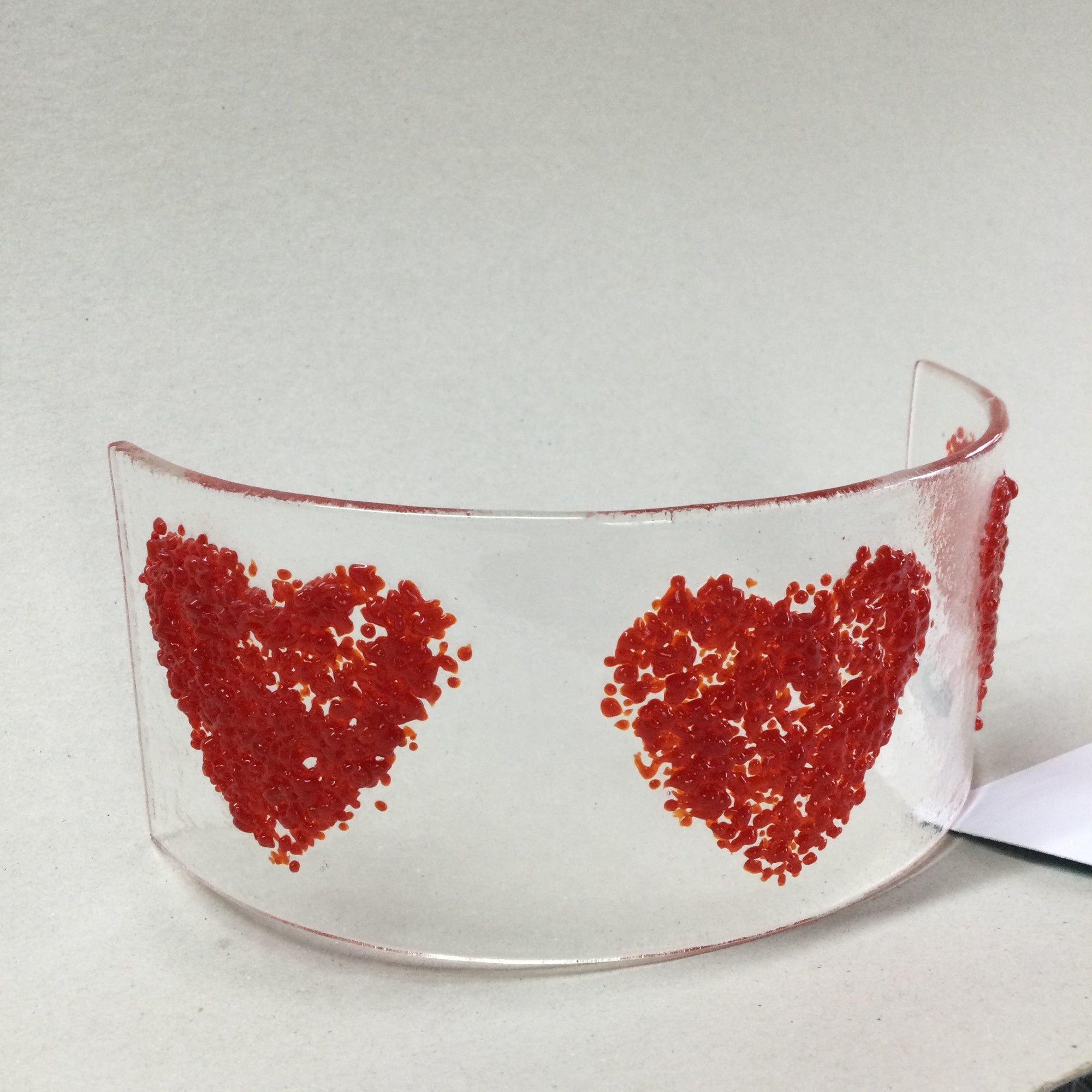 LIMITED EDITION Triple Heart Fused Glass Curve