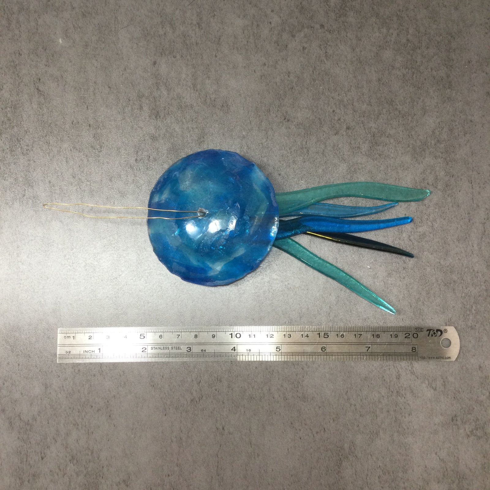 Fused Glass Turquoise Jellyfish Hanger