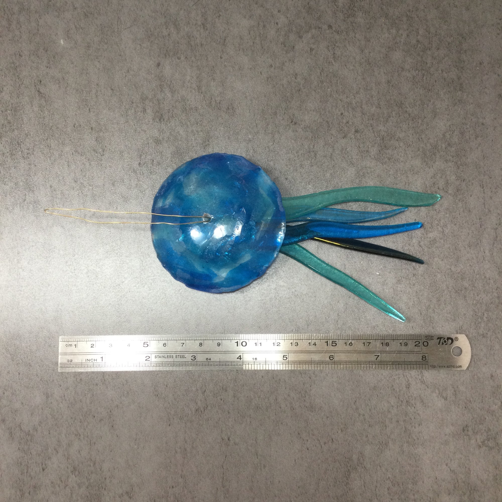 Fused Glass Turquoise Jellyfish Hanger
