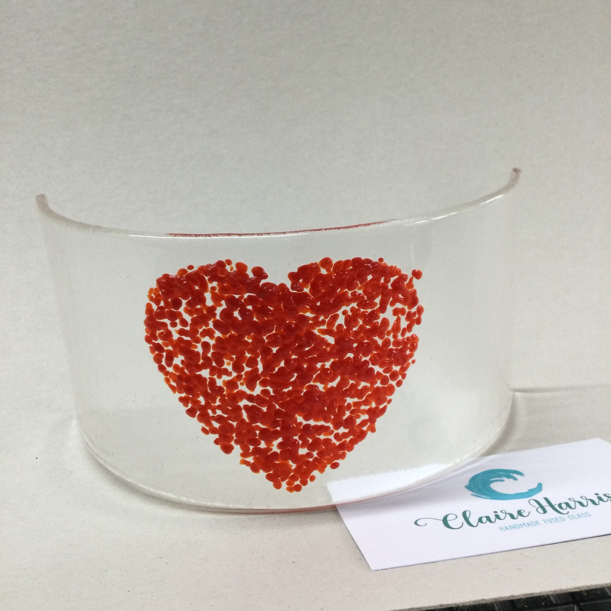 LIMITED EDITION Red Heart Fused Glass Curve