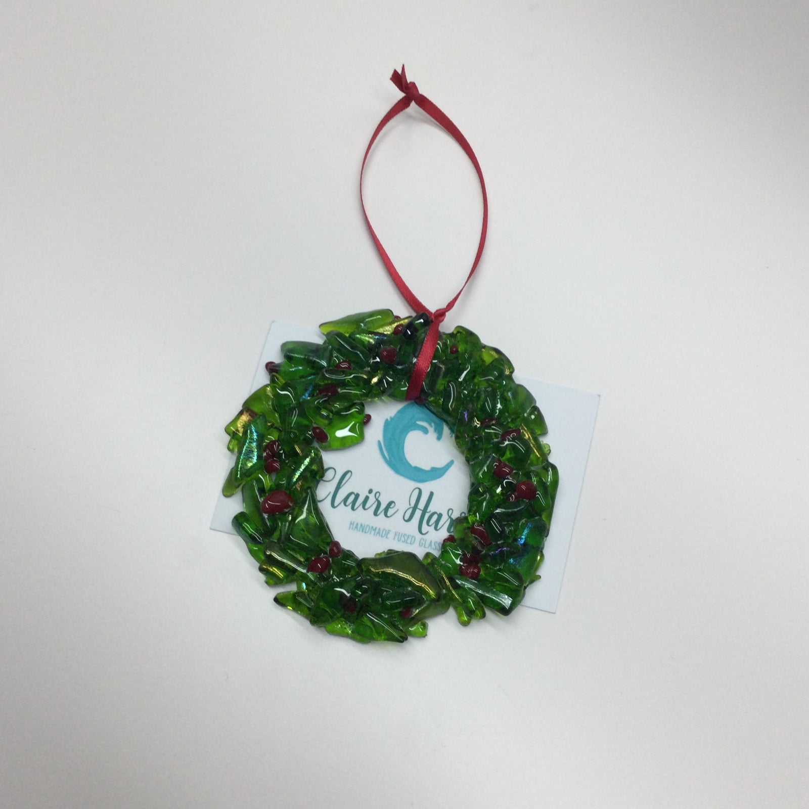Fused Glass Small Christmas Wreath Hanger