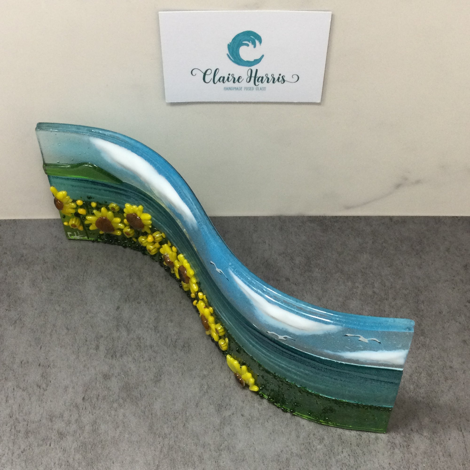 Large Freestanding Wave - Sunflower Field Scene