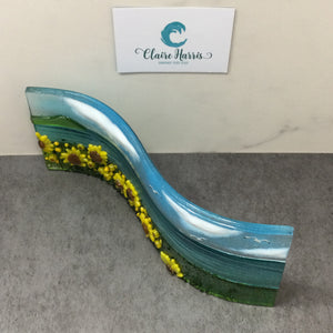 Large Freestanding Wave - Sunflower Field Scene