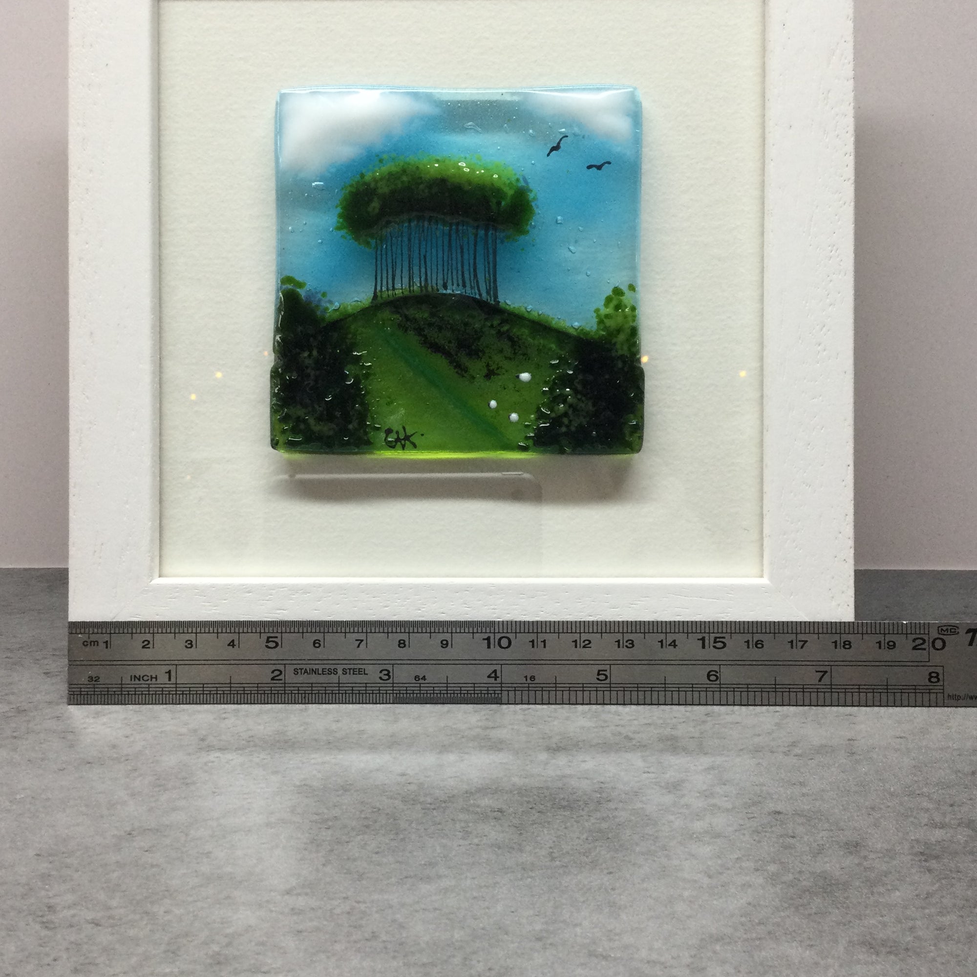 Framed Fused Glass Square Nearly Home Trees