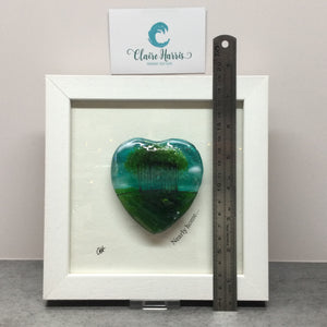 Framed Fused Glass Nearly Home Trees Heart