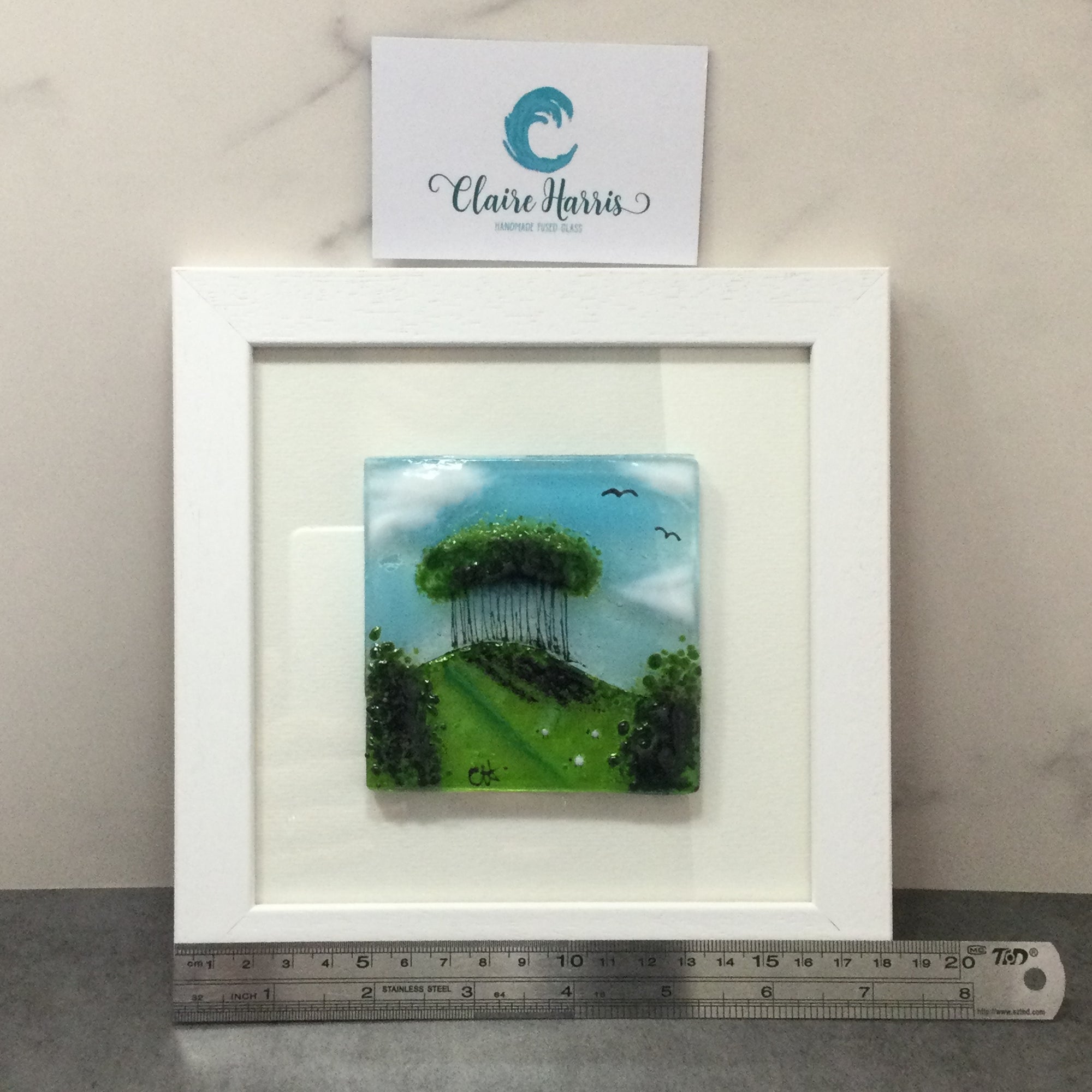 Framed Fused Glass Square Nearly Home Trees