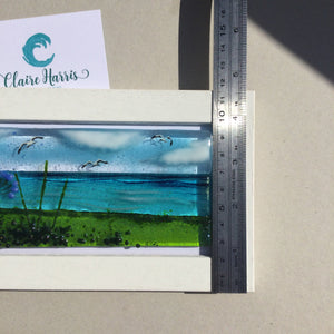 Regular size Framed Agapanthus, rectangle framed fused glass