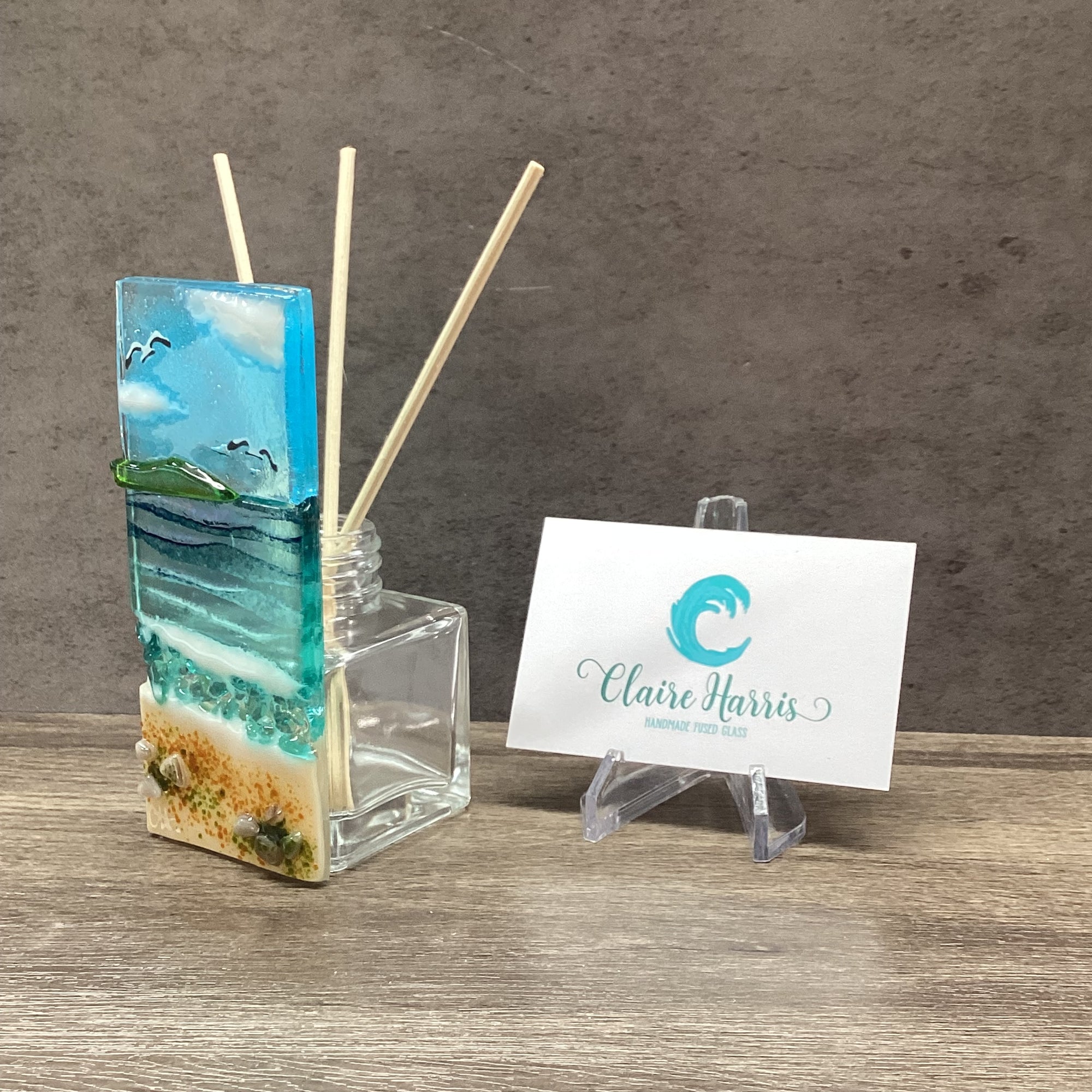 Handmade Fused Glass Reed Diffuser – Sea Scene - Fused Glass By Claire ...