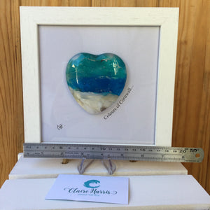 Fused Glass Sea Scene Framed Heart