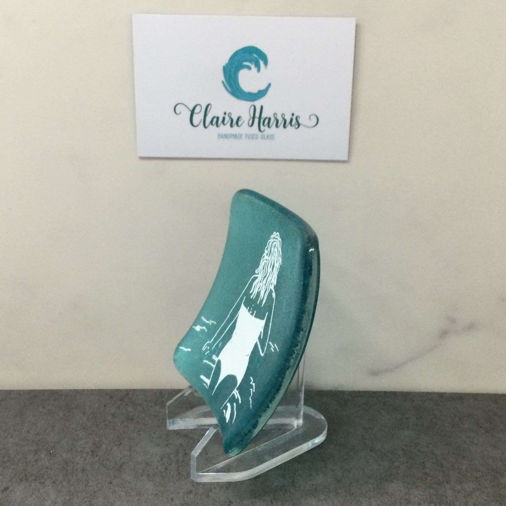 Cornish Wild Swimmers Standing, Light Aqua Trinket Dish