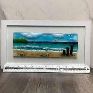 Large Framed Rectangle Sea Scene with Groyns