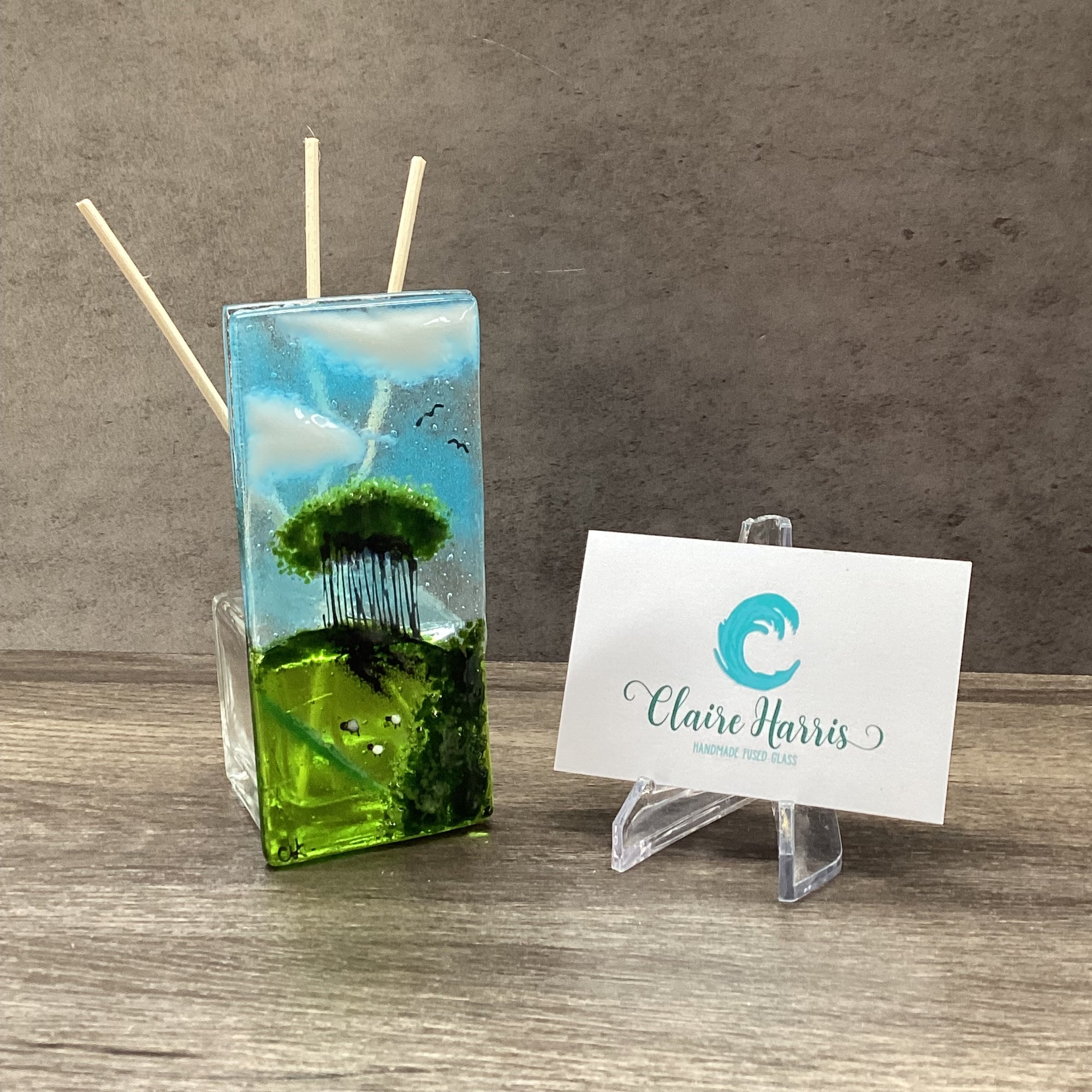 Handmade Fused Glass Reed Diffuser – Nearly Home Trees - Fused Glass By ...