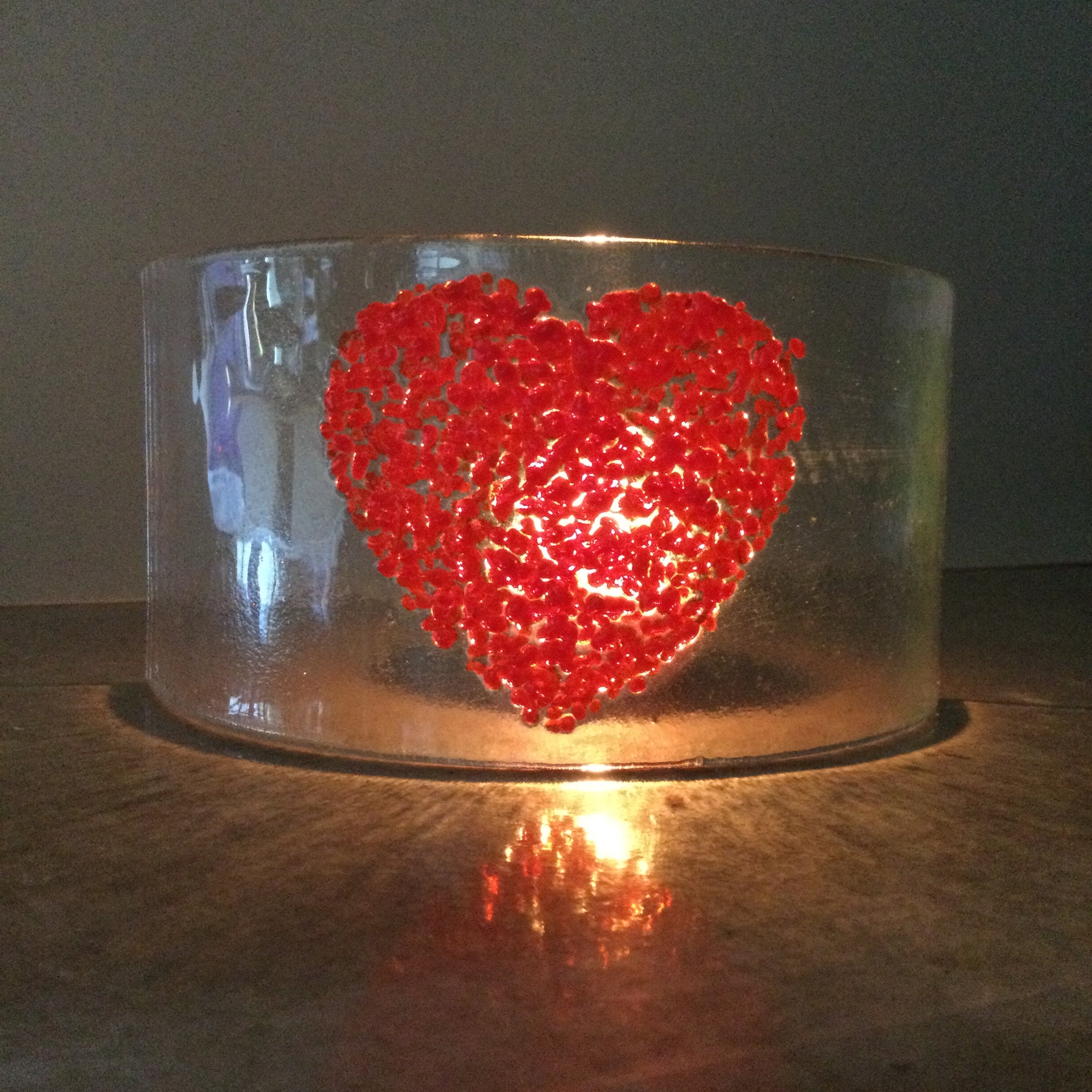 LIMITED EDITION Red Heart Fused Glass Curve