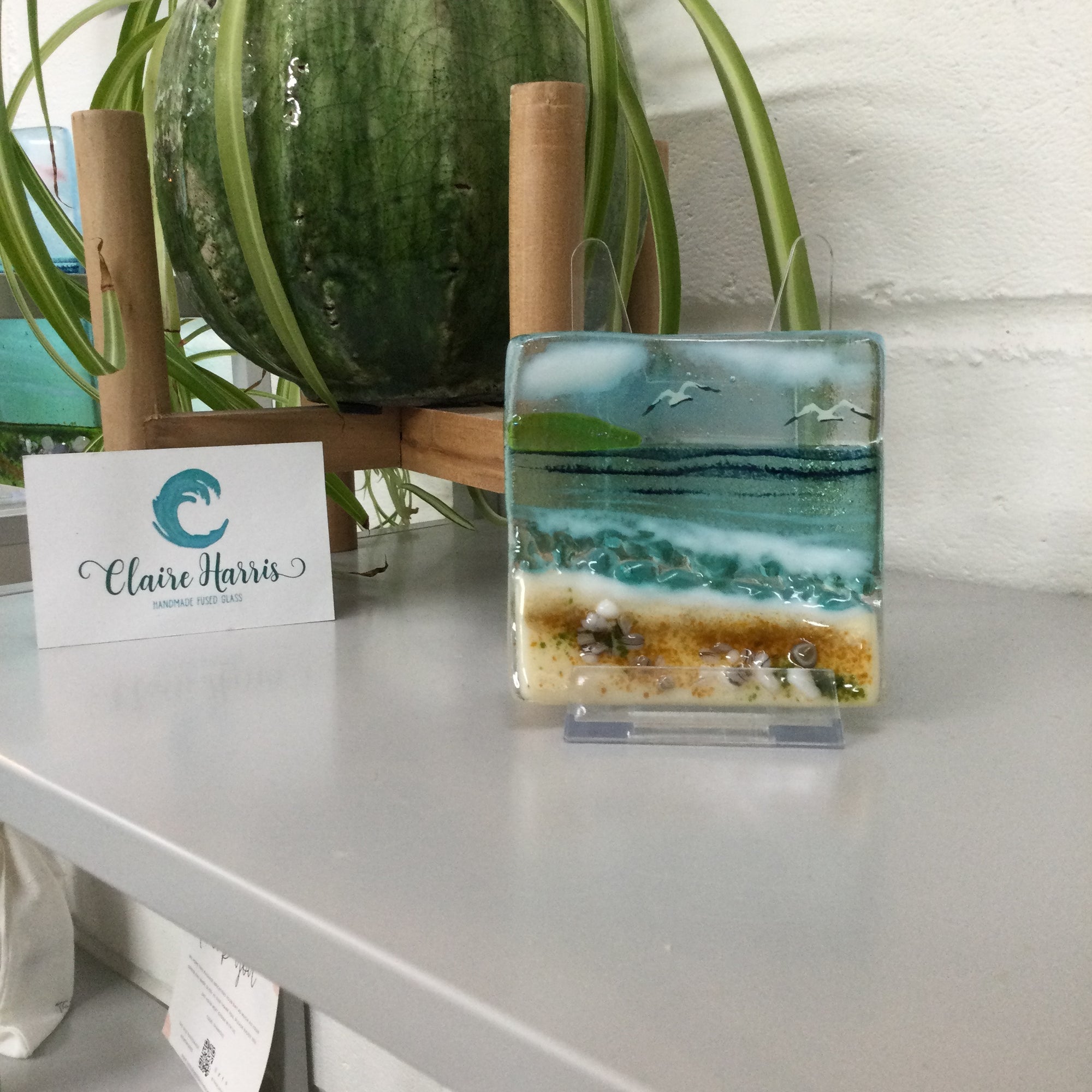 Trinket Dish - Cornish Sea Scene - Fused Glass By Claire Harris 