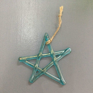 Fused Glass Star Hanger - Light Aqua - Fused Glass By Claire Harris 