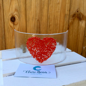 LIMITED EDITION Red Heart Fused Glass Curve