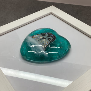 Framed Front Facing Seal Heart - Light Aqua Round Heart Artwork
