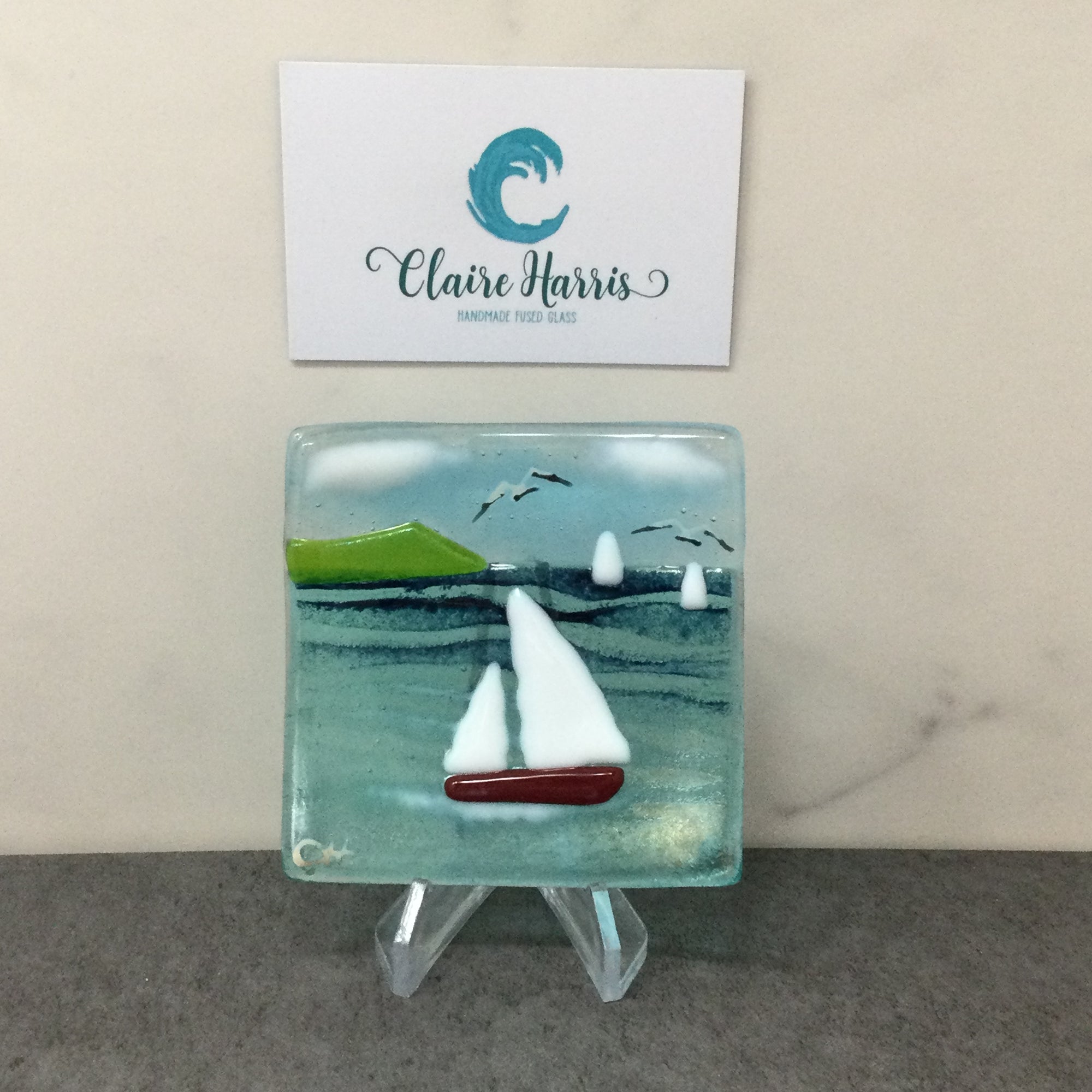 Trinket Dish - Sea scene with sailing boat