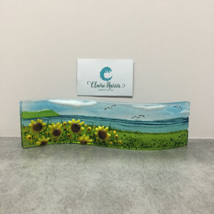 Small Freestanding Wave - Sunflower Field Scene