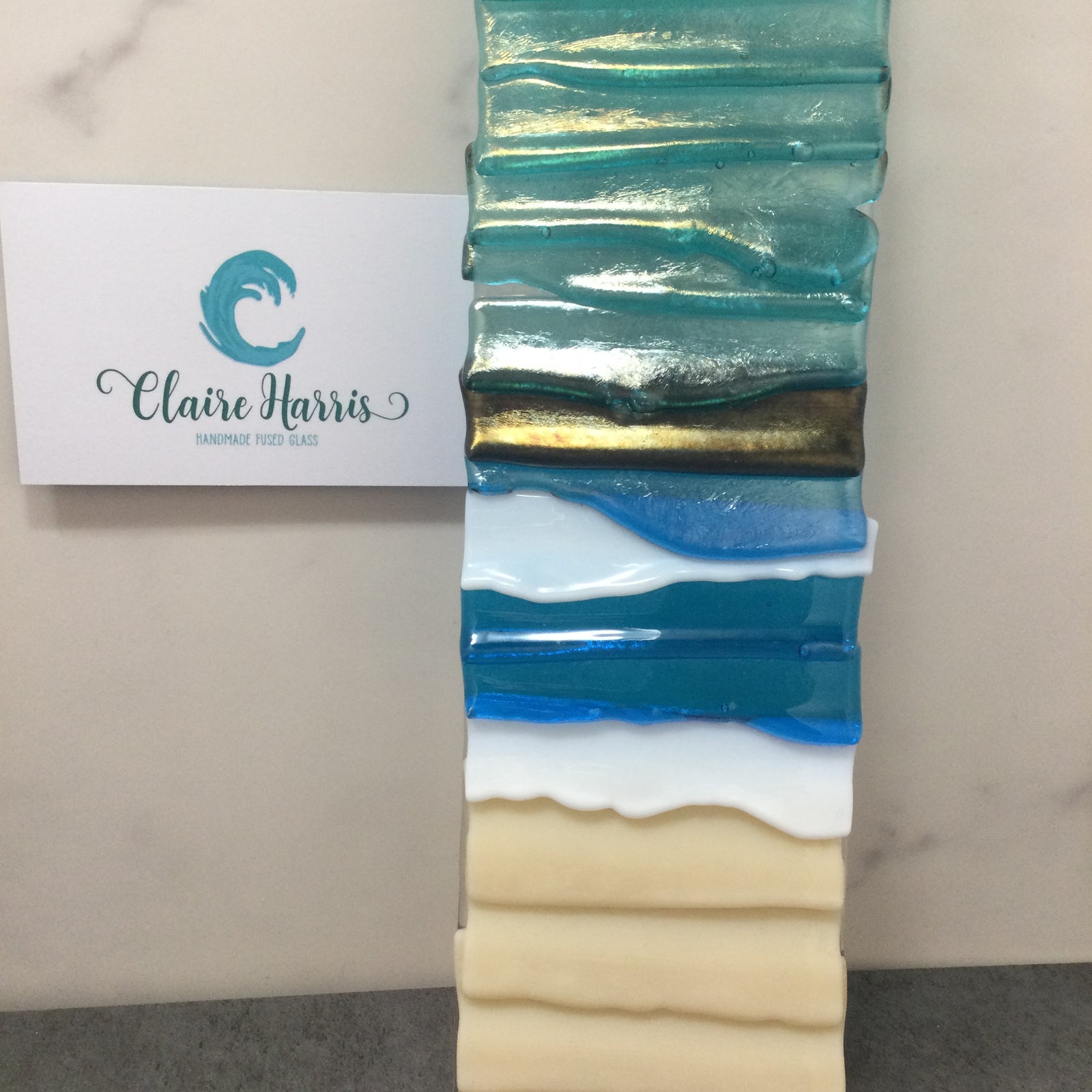 Fused Glass Large Hanger Abstract Sea Scene