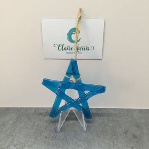 Fused Glass Star Hanger - Turquoise