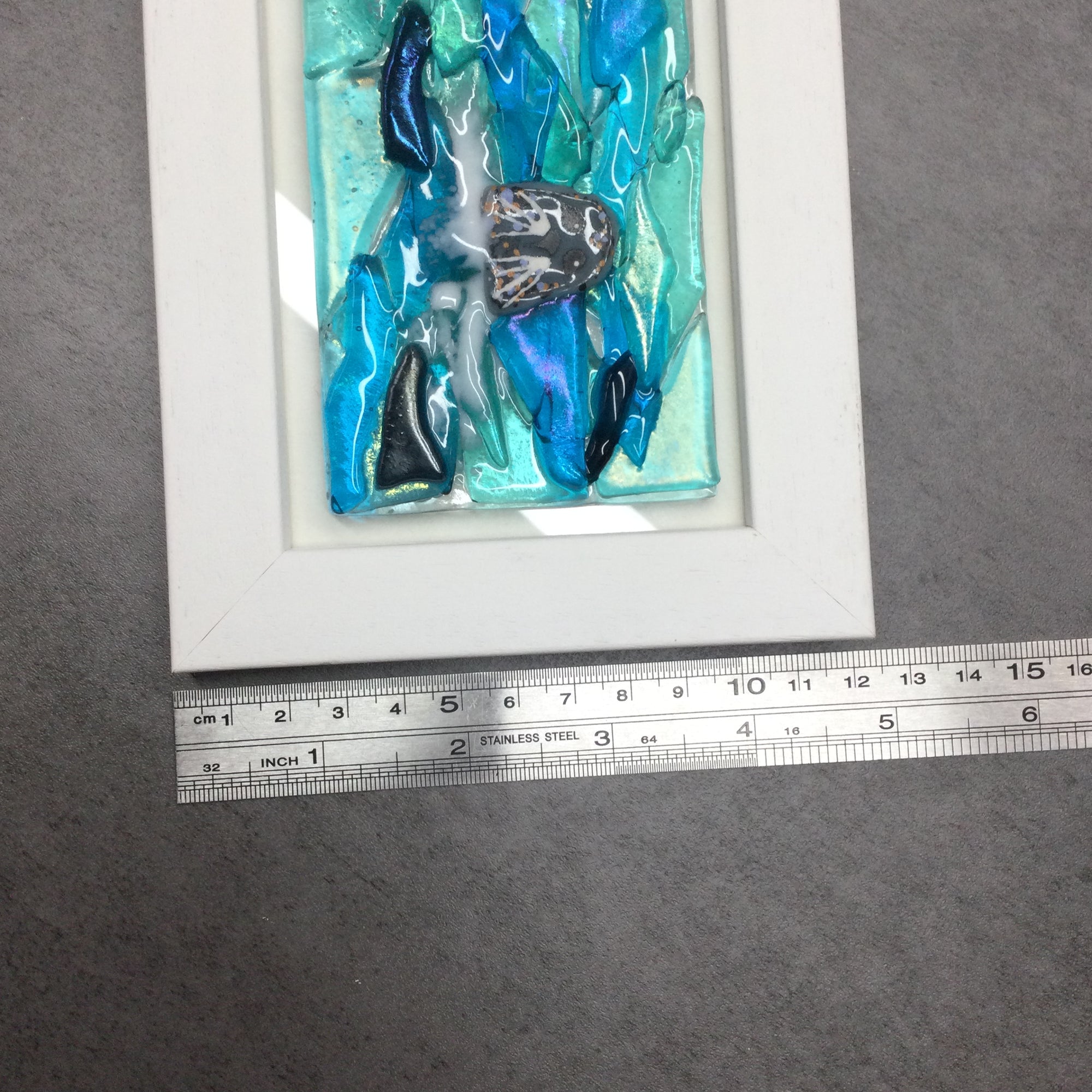 Limited Edition Framed Seals, rectangle framed fused glass