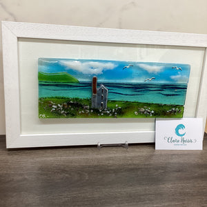 Large Framed Rectangle Engine House Scene