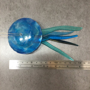 Fused Glass Turquoise Jellyfish Hanger