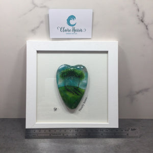Fused Glass Framed Nearly Home Trees Conical Heart