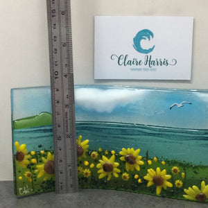 Large Freestanding Wave - Sunflower Field Scene