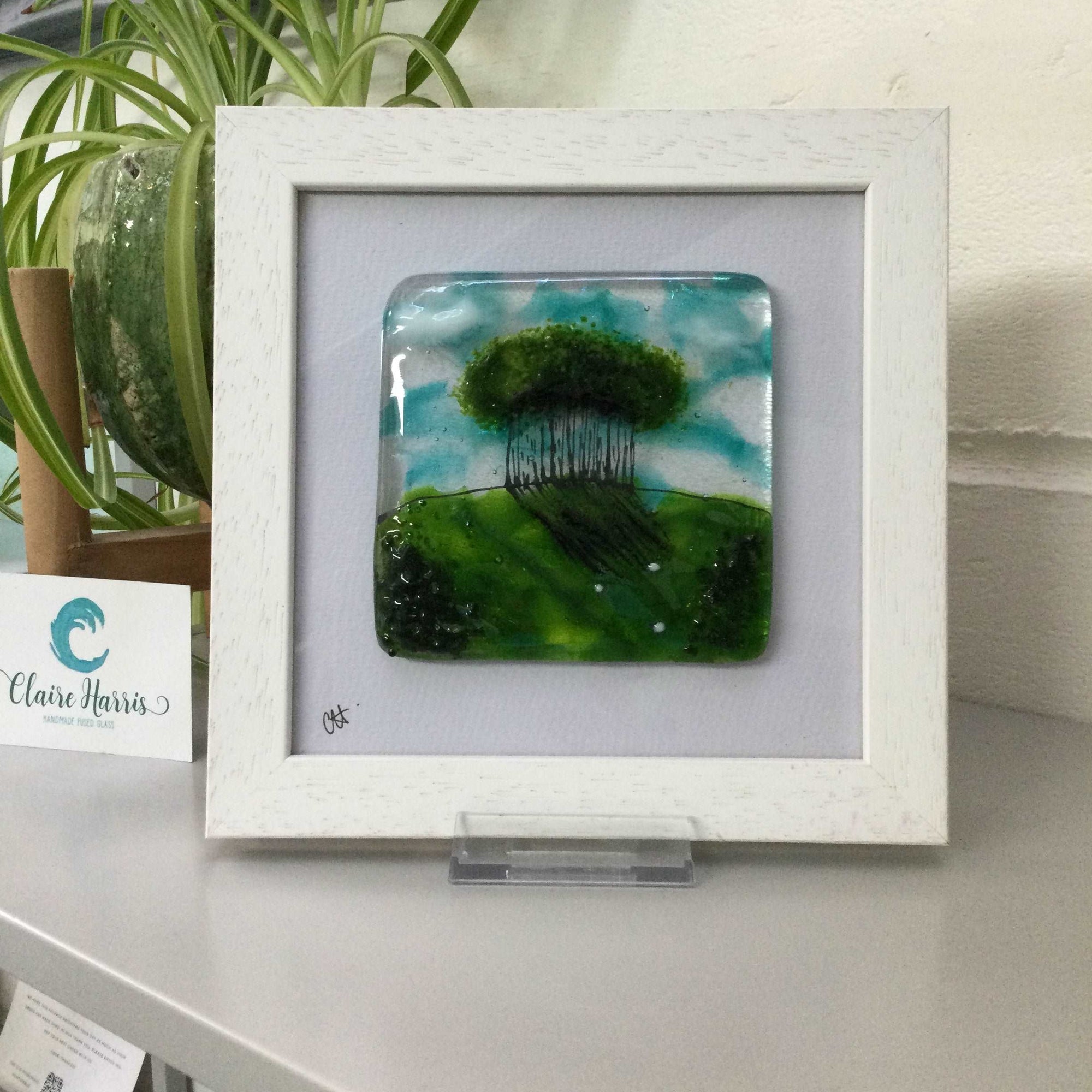 Framed Square Nearly Home Trees - Fused Glass By Claire Harris 