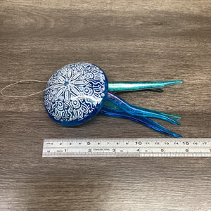 Fused Glass Patterned Jellyfish Hanger Turquoise