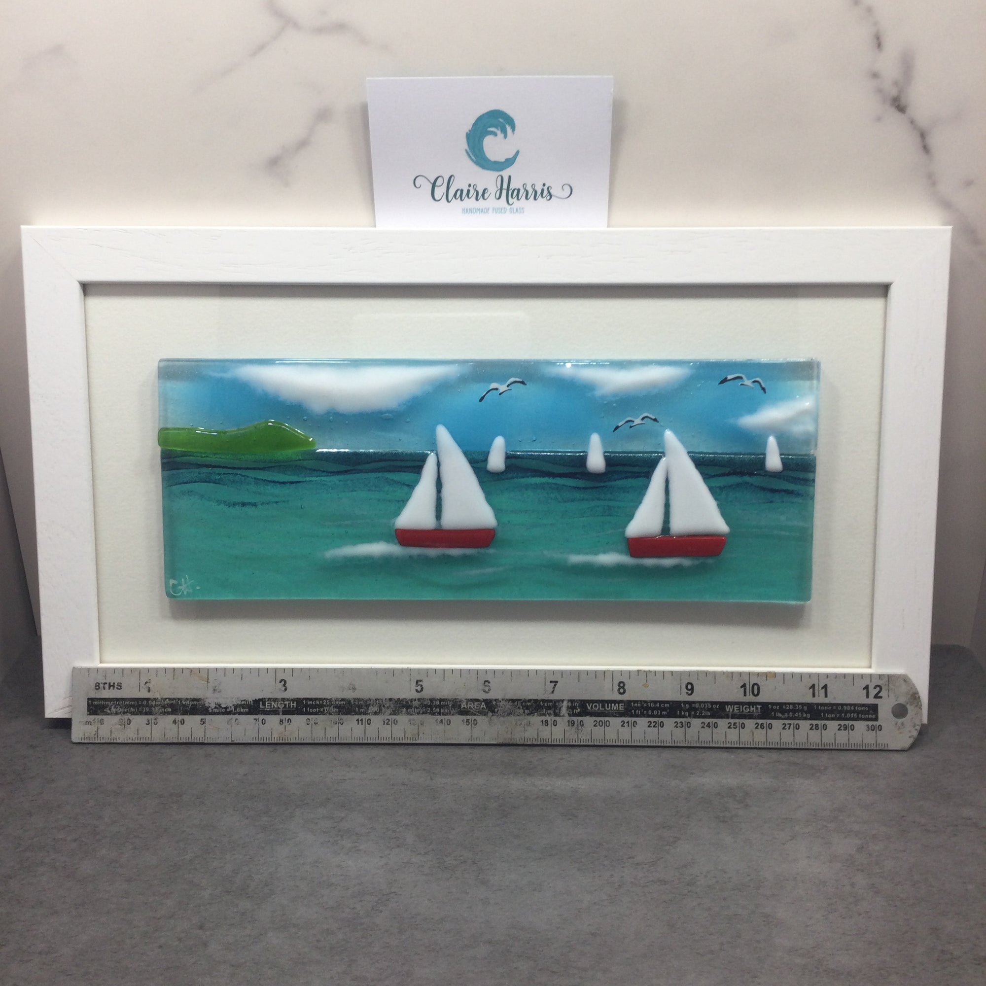 Large Framed Rectangle Sailing Boat Scene