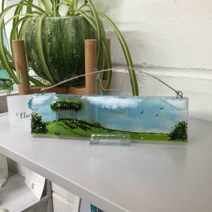 Horizontal Large Hanger - Nearly Home Trees - Fused Glass By Claire Harris 