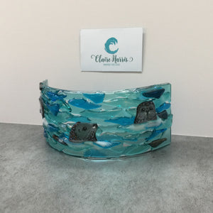 Fused Glass Trio of Seals Curve